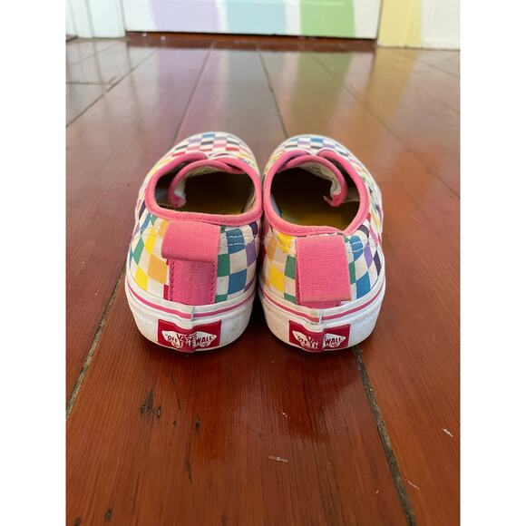 Vans Kids Authentic Low Top Multicolor Rainbow Checkerboard – Size 2.0 US Kids - Picture 3 of 6